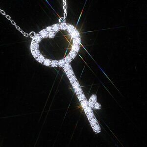 🌸 Key Hollow Heart CZ Dainty Micro Pave Beautiful Necklace for Women,EVGG1060